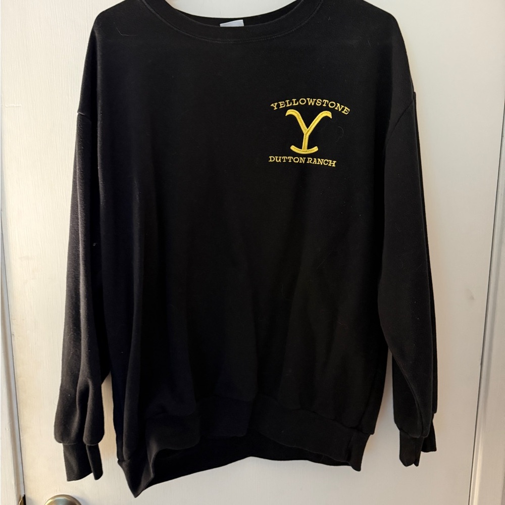 Yellowstone Dutton Ranch Black Crew Neck Sweater